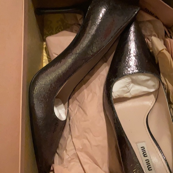 Mui Miu anthracite Nero crackle metal + ve 38 1/2 - Picture 1 of 2